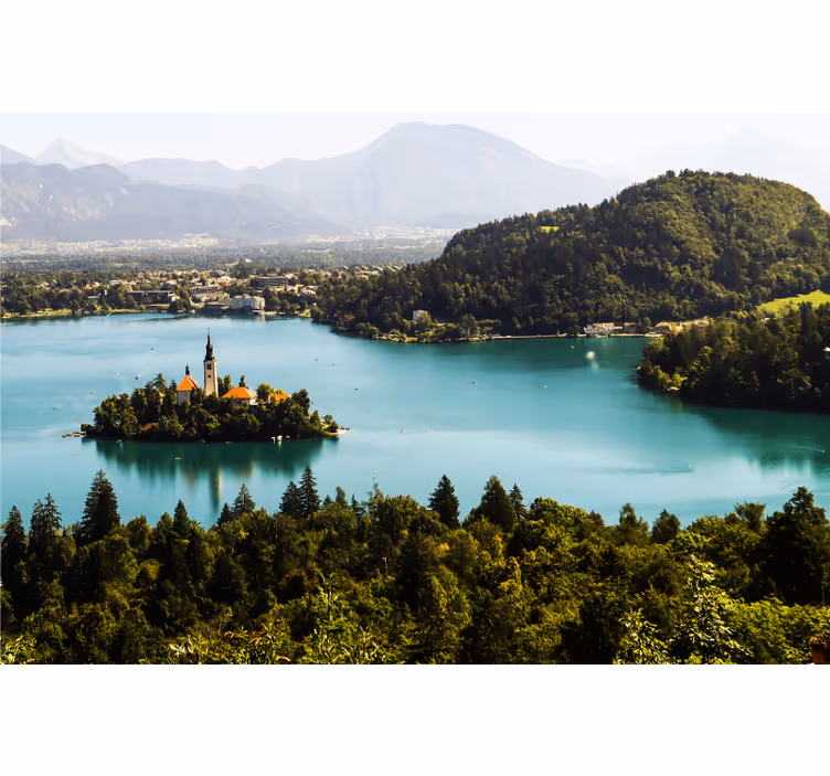 Office roller blind slovenian lake aesthetic photo - TenStickers