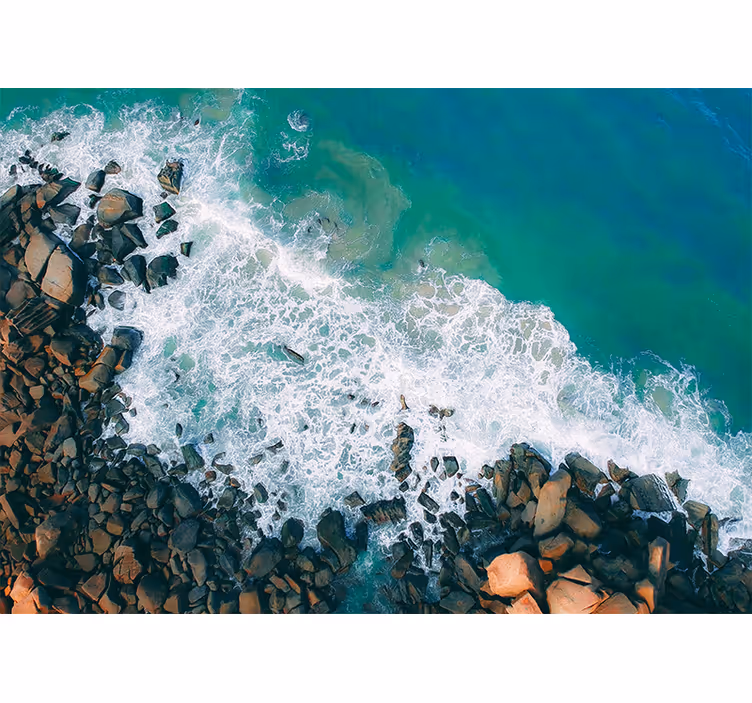 Office roller blind rocky seashore view - TenStickers