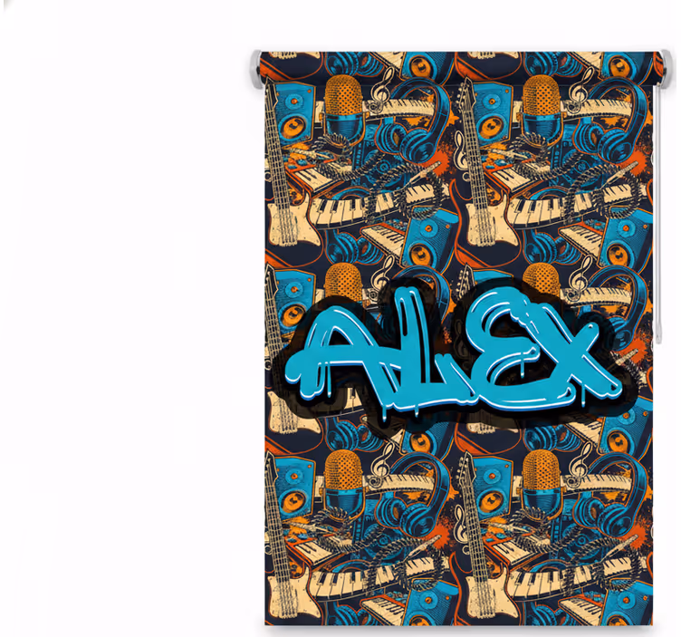 Teenage bedroom roller blind custom music graffiti - TenStickers