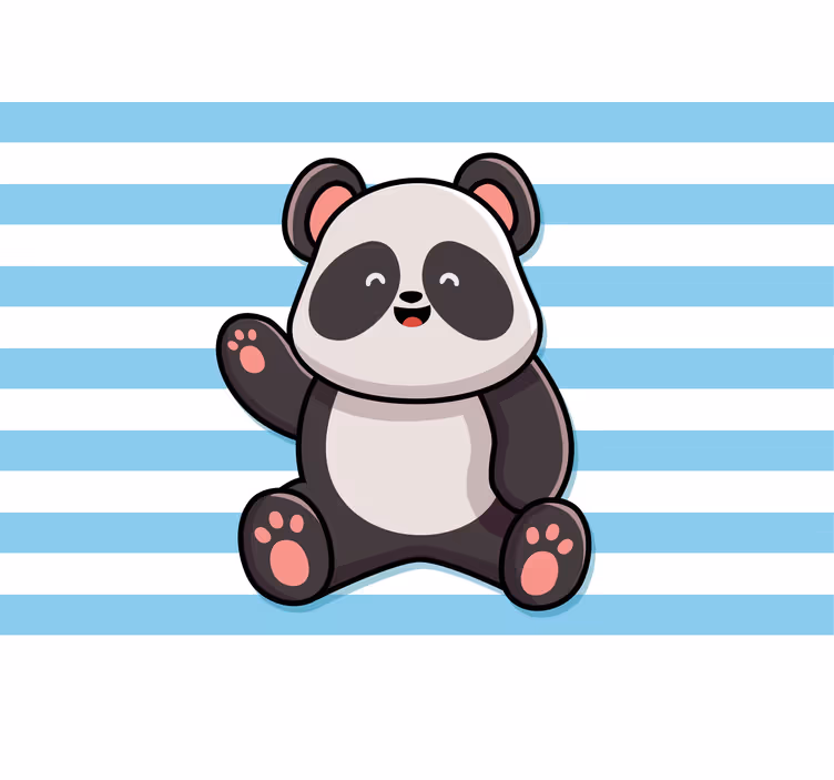 Fun roller blind featuring a happy panda on stripes - TenStickers