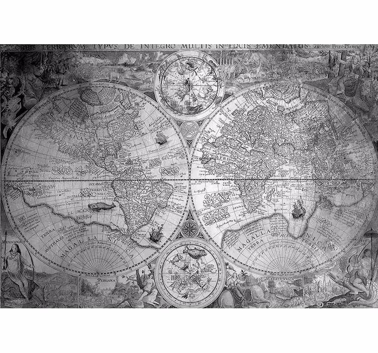 World map roller blind in gray world maps - TenStickers