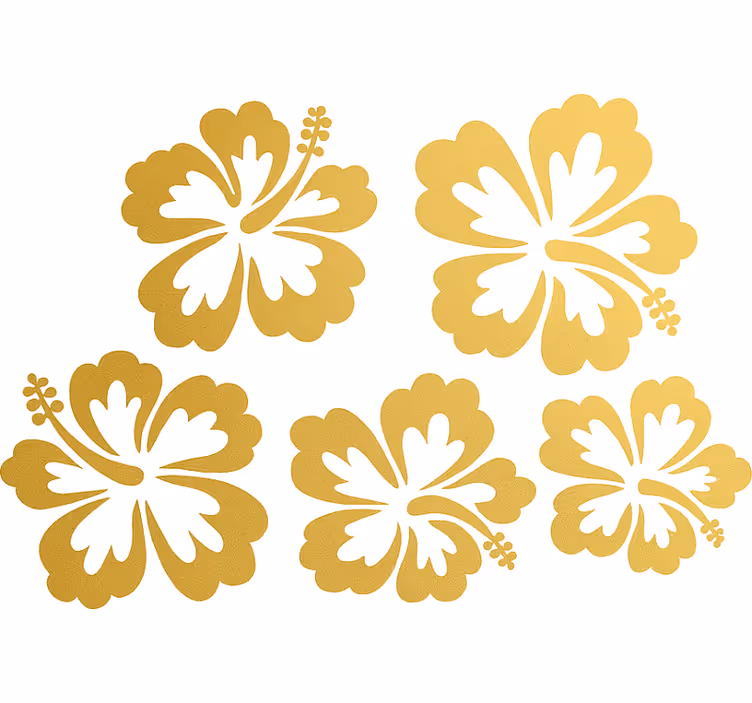 Flower roller blind gold hibiscus flower silhouette - TenStickers
