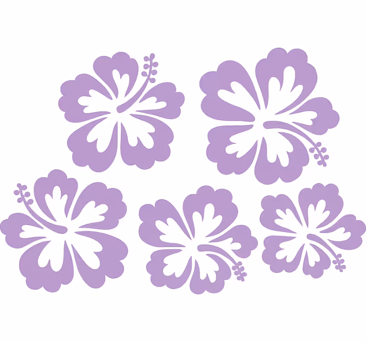 Flower roller blind lilac hibiscus flowers silhouette - TenStickers