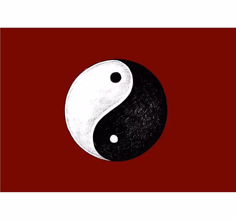 Zen roller blind yin yang wall mural red background - TenStickers