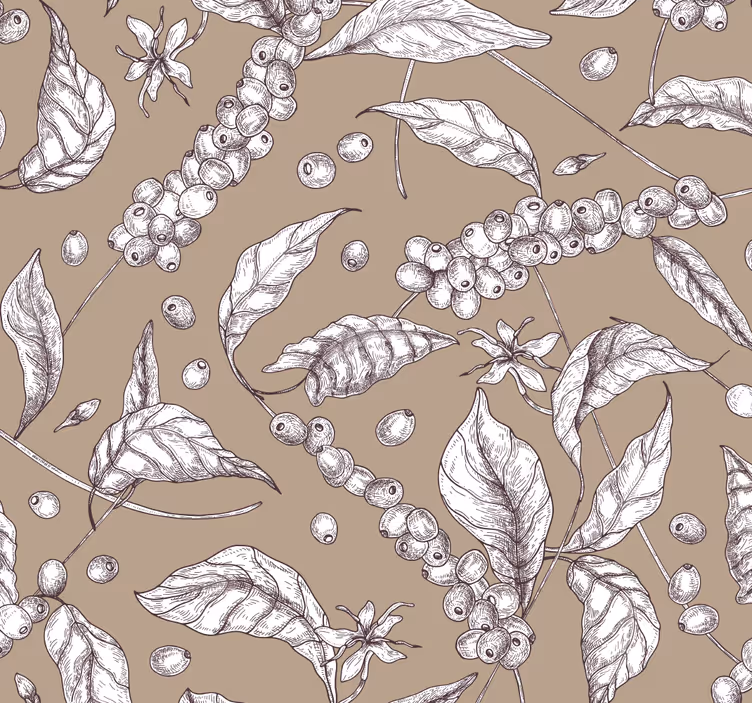 Brown roller blind with coffee plant design - TenStickers