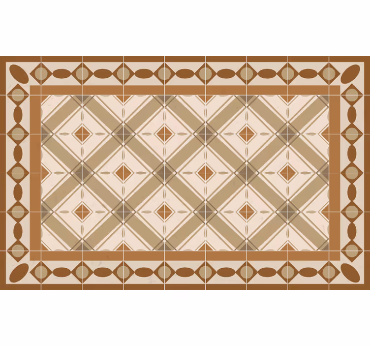 Brown roller blind with portuguese tile vinyl rug - TenStickers