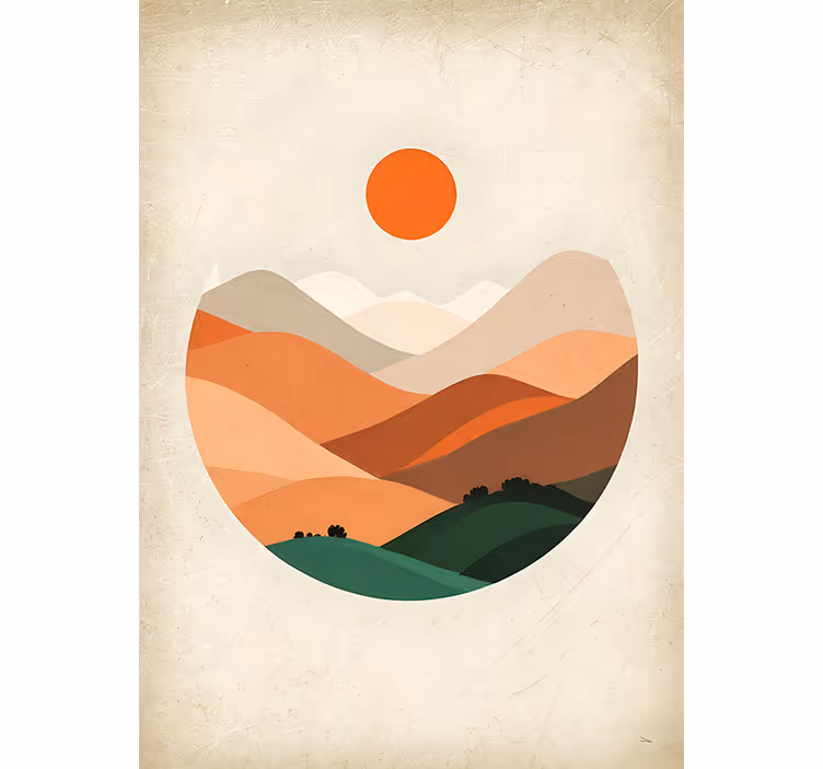 Orange roller blind sun above the mountains - TenStickers