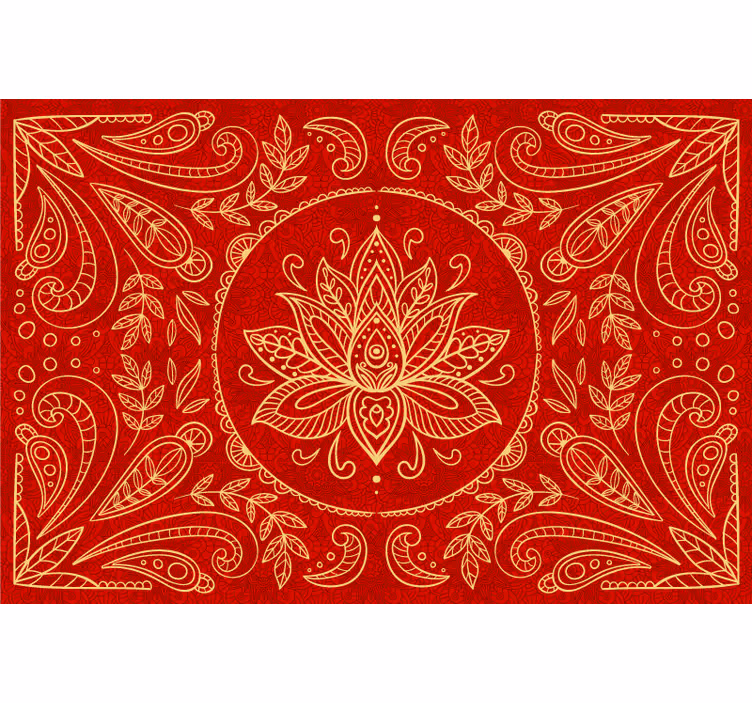 Red roller blind with vintage mandala design - TenStickers