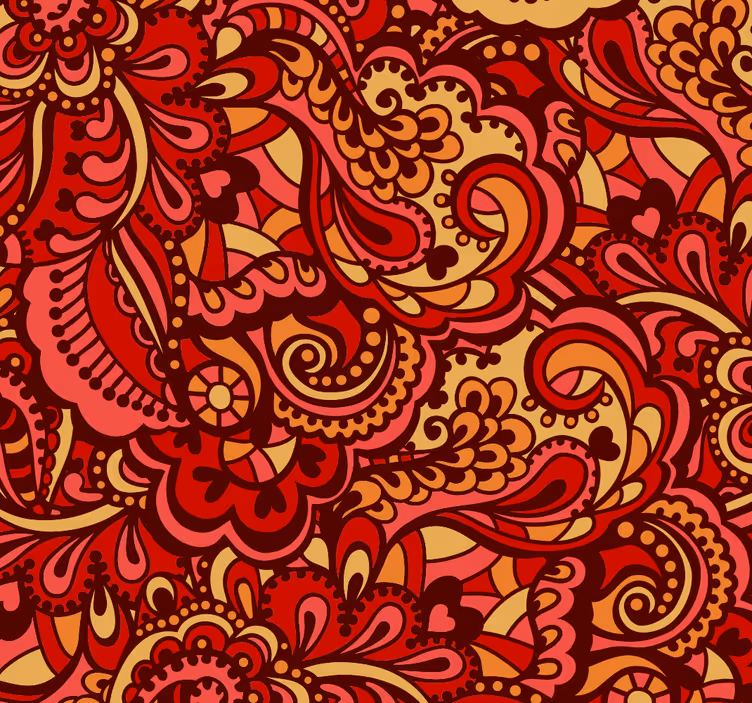 Outdoor roller blind with red ornamental patterns - TenStickers