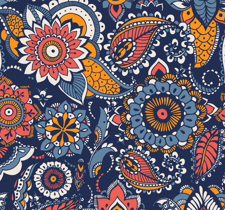 Outdoor roller blind in ethnic blue design - TenStickers