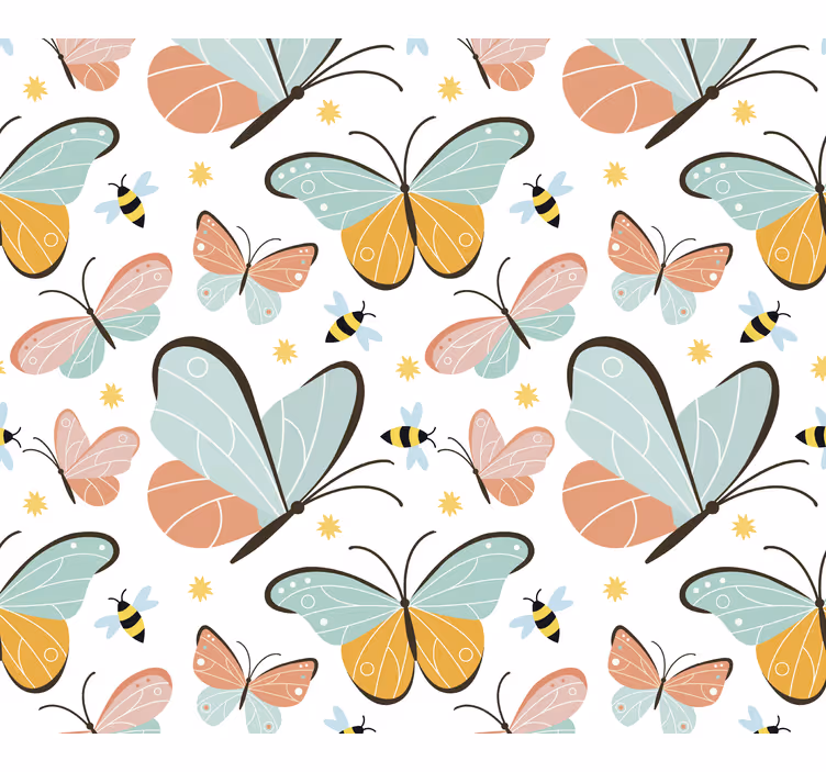Teenage bedroom roller blind butterflies and bees - TenStickers