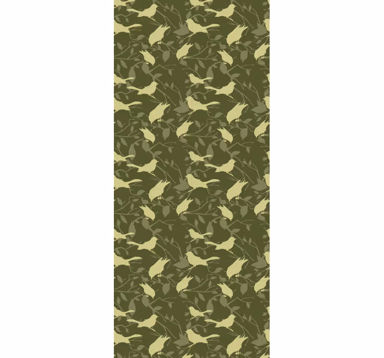Classic roller blind with green birds victorian pattern - TenStickers