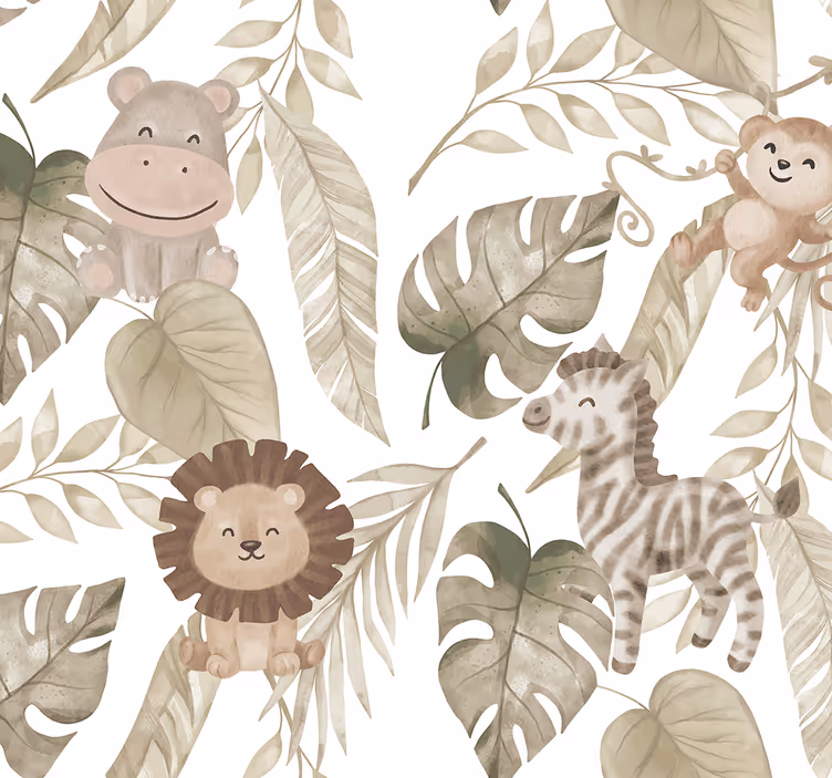 Nursery roller blind in beige jungle pattern - TenStickers