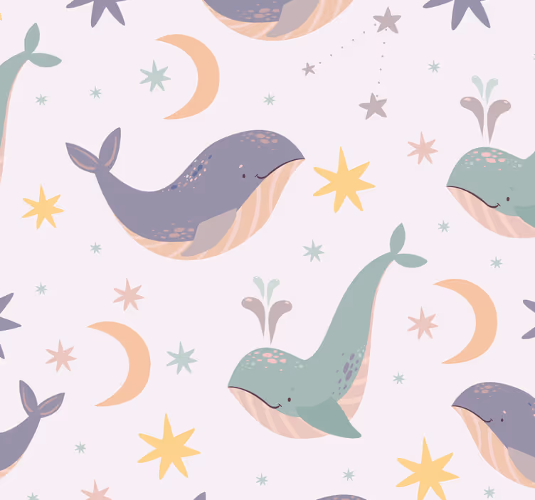 Nursery roller blind with playful whale patterns - TenStickers