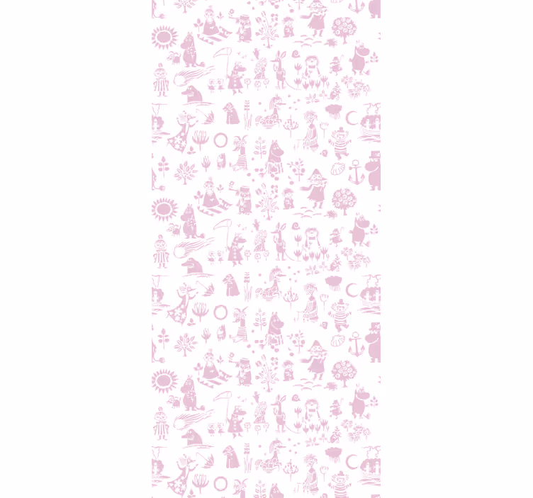 Nursery roller blind pink moomin full wallpaper - TenStickers