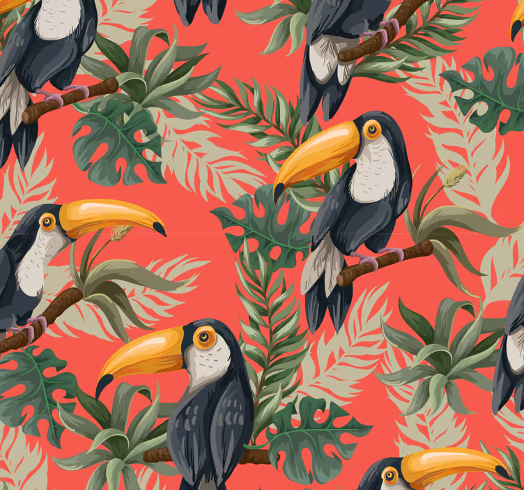 Hallway roller blind toucans tropical wallpaper - TenStickers