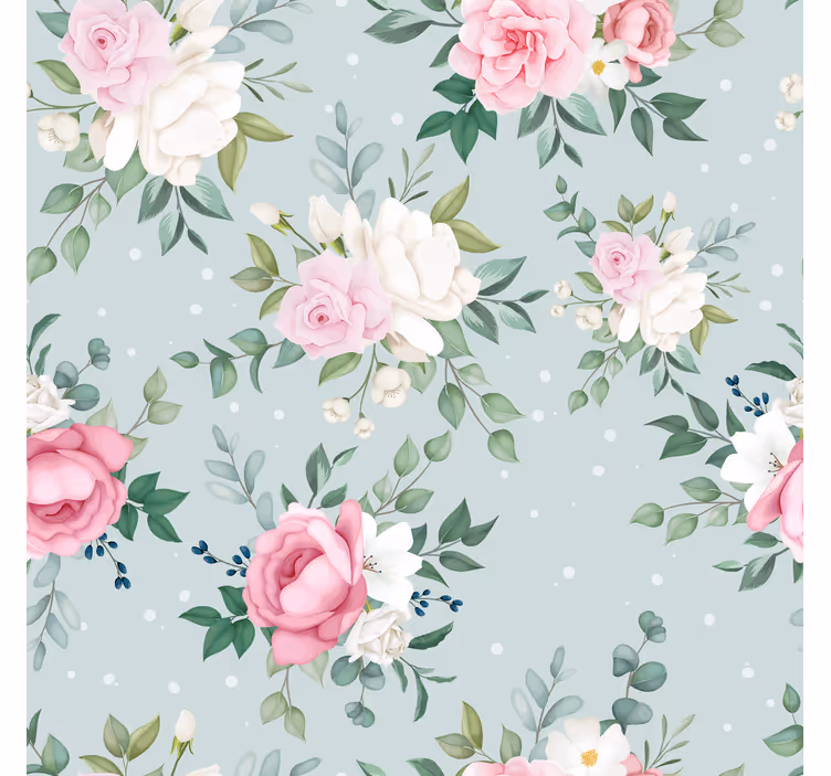 Hallway roller blind in blue and pink floral - TenStickers