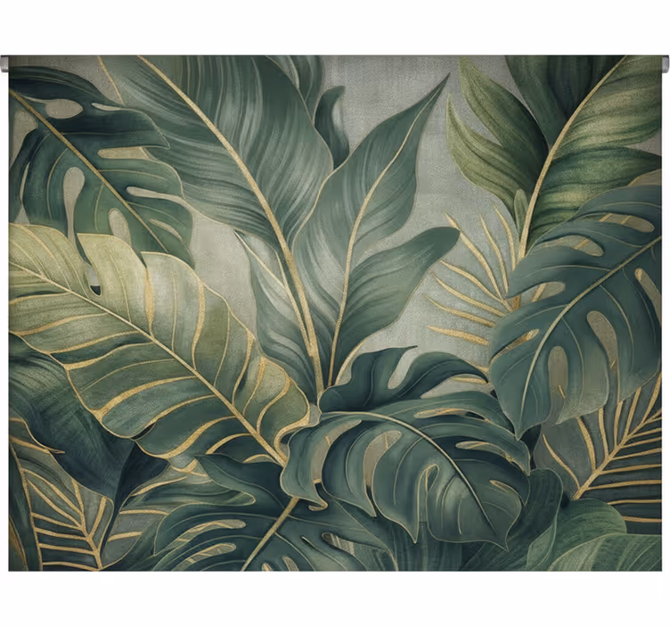 Green roller blind with rainforest leaf design - TenStickers