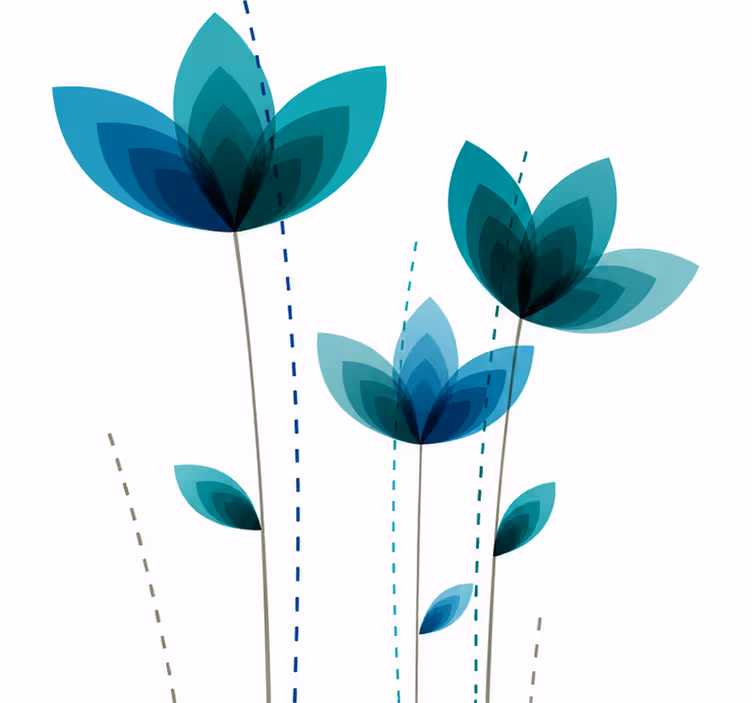 Turquoise roller blind floral trio - TenStickers