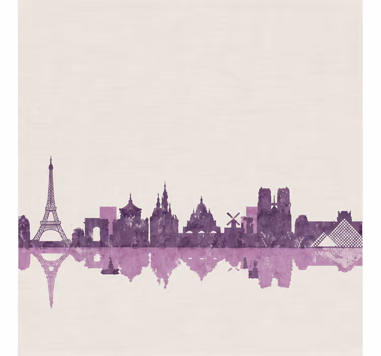 Purple roller blind with paris city skyline design - TenStickers