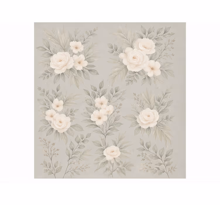 Gray roller blind with white roses design - TenStickers