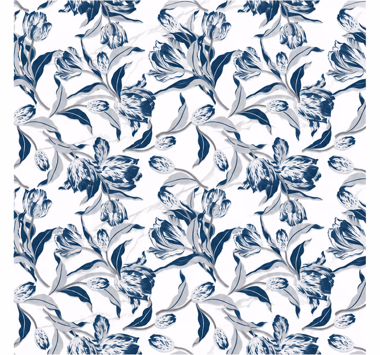 Blue roller blind with vintage floral design - TenStickers