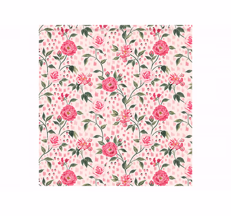 Pink roller blind with rose pattern blackout - TenStickers
