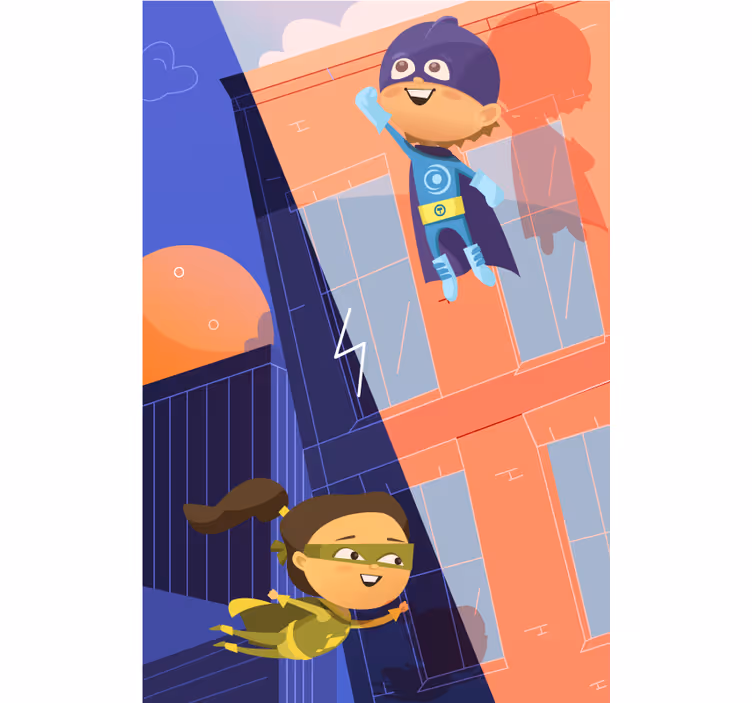 Superhero Adventure children room roller blind - TenStickers