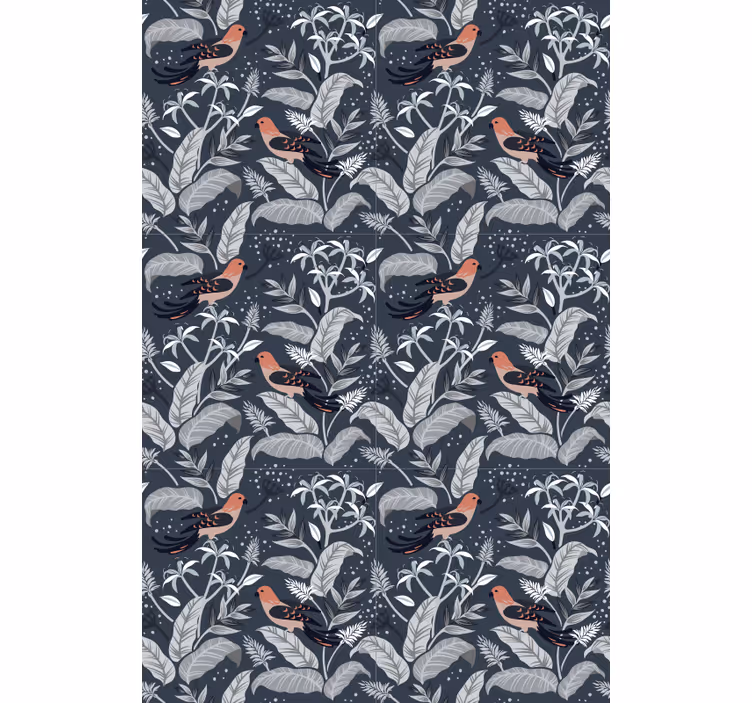 Bird Foliage Pattern flowers and plants roller blind - TenStickers