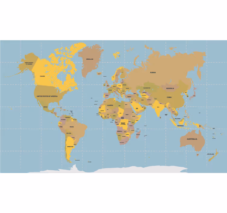 Blue and beige World map blind - TenStickers