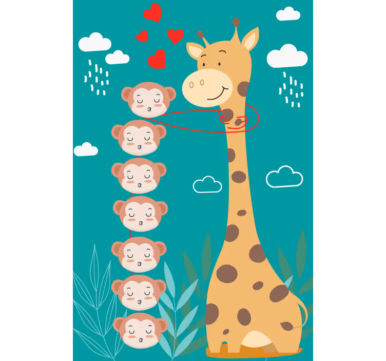 Monkeys kissing giraffe Fun blind - TenStickers