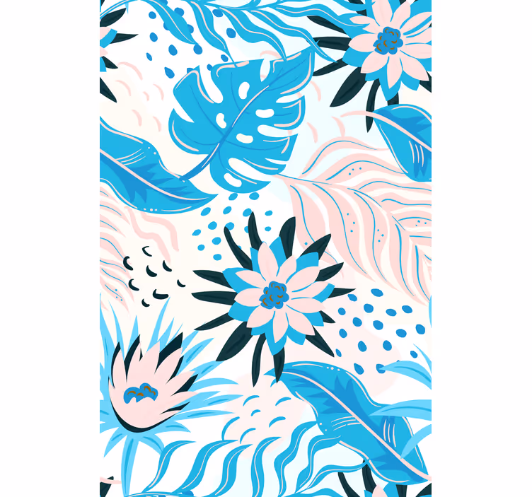 Blue and pink flowers roller blind - TenStickers
