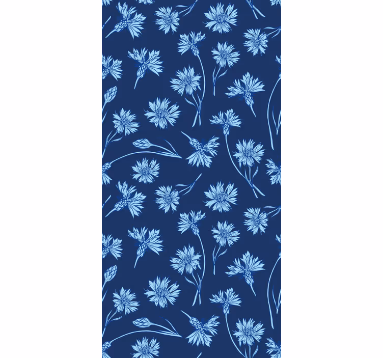 Marine blue flowers Living room blind - TenStickers