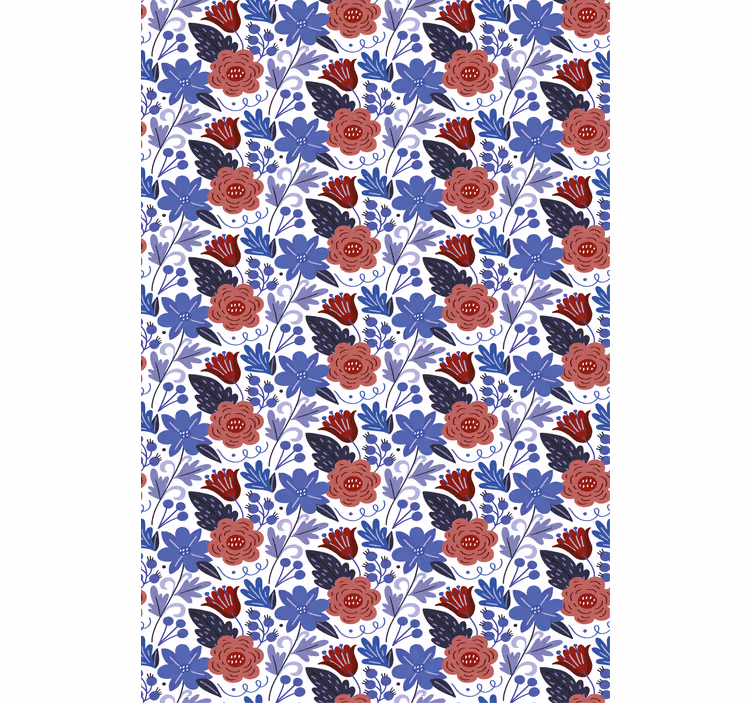 Bold botanical pattern flowers and plants roller blind - TenStickers