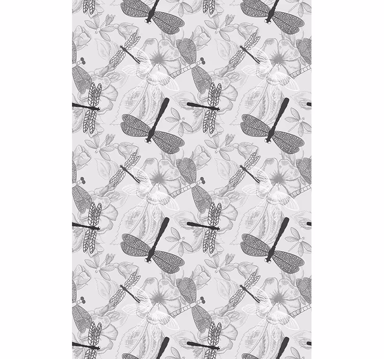 Dragonflies and flowers flowers and plants roller blind - TenStickers