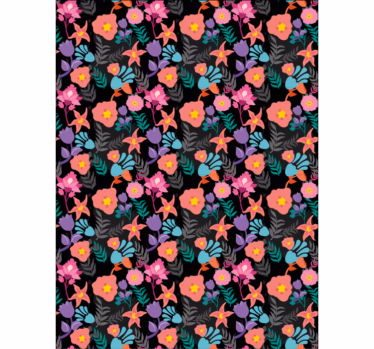 Colorful Floral Pattern flowers and plants roller blind - TenStickers