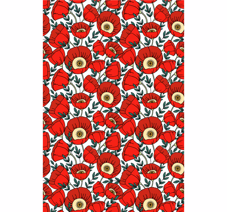 Red puppies pattern flowers and plants roller blind - TenStickers