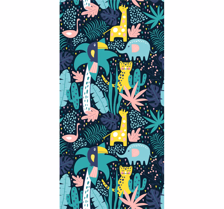 Tropical nordic animals children room roller blind - TenStickers