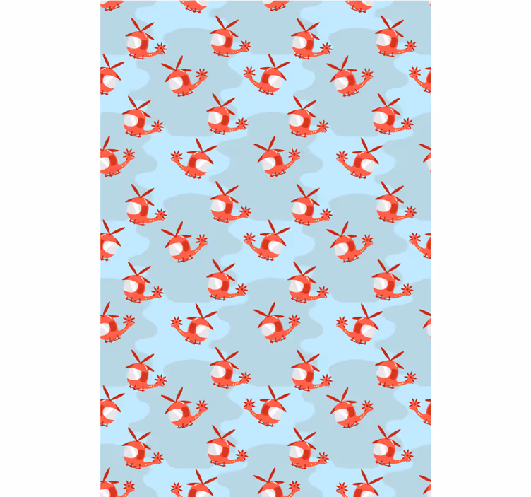 Red helicopter pattern children room roller blind - TenStickers