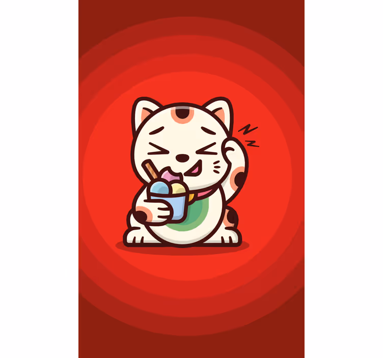Lovely cat with an ice cream Childrens blind - TenStickers