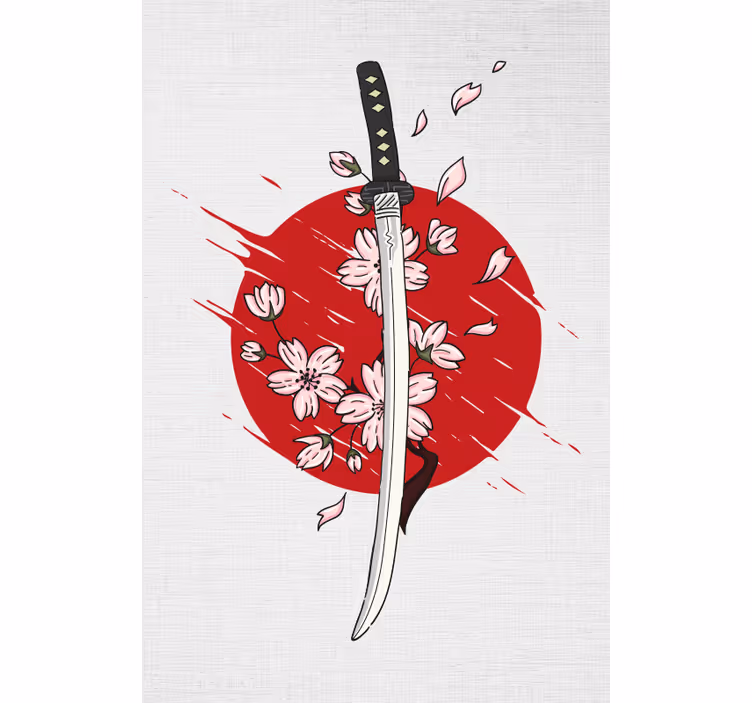 Japanese sword and sakura Original roller blind - TenStickers