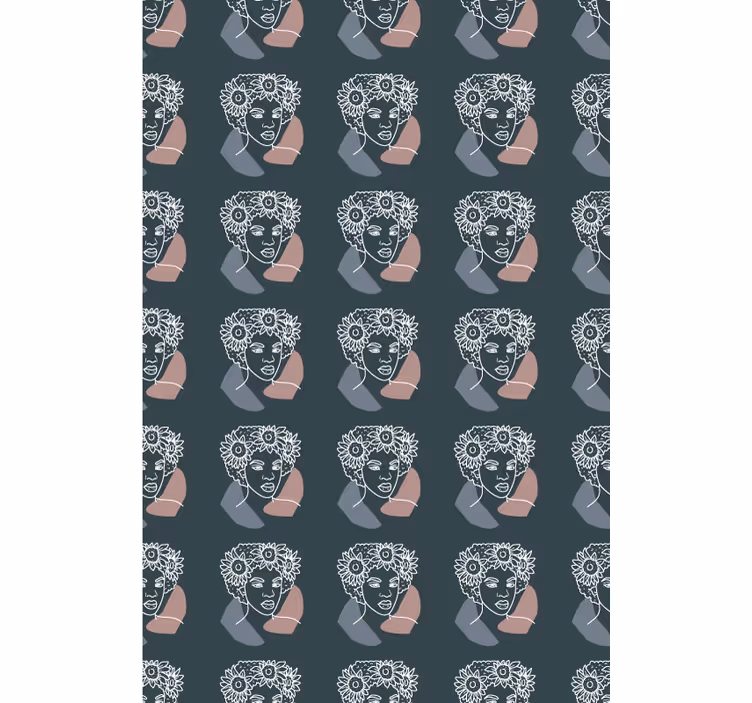 Abstract Floral Faces art roller blind - TenStickers