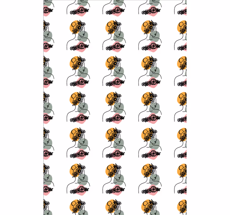 Stylized Floral Faces flower roller blind - TenStickers