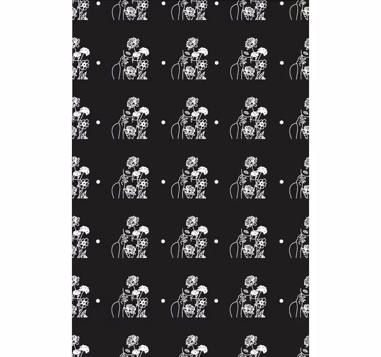 Black and White Silhouette flower roller blind - TenStickers