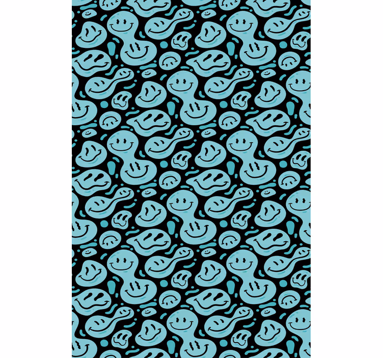 Blue distorted smile emojis geek roller blind - TenStickers