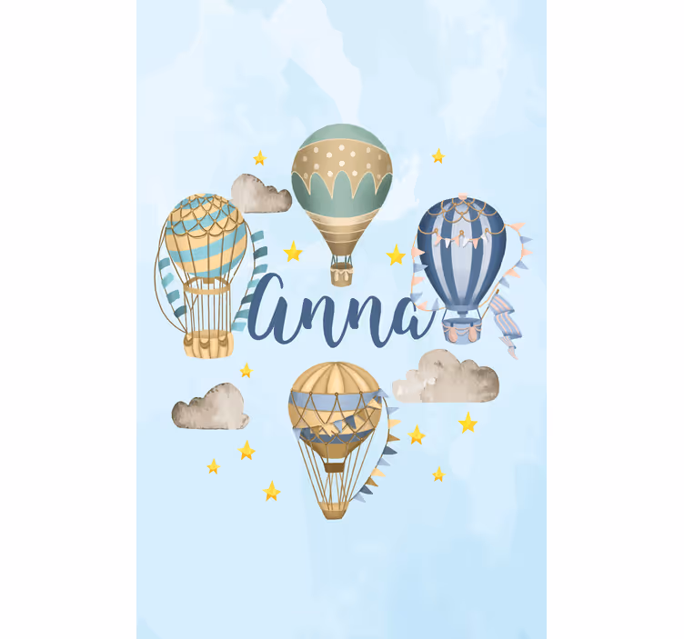 Hot airballoons with name customise roller blind - TenStickers