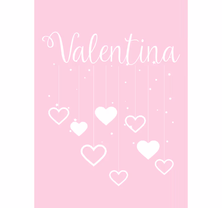 Hanging hearts with name teenage bedroom roller blind - TenStickers