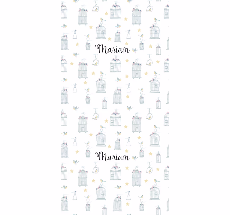 Birdcages with name nursery roller blind - TenStickers