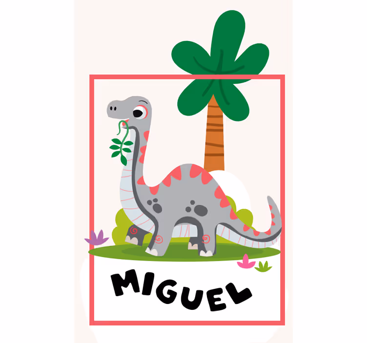 Langer hals with name dinosaur roller blind - TenStickers