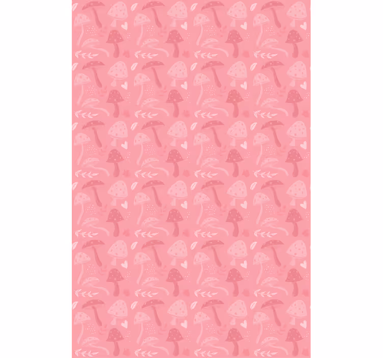 Pink charming mushrooms flowers and plants roller blind - TenStickers